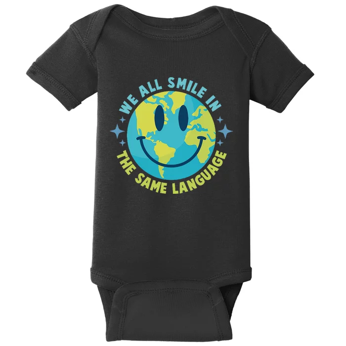 We All Smile In The Same Language Funny Esl Teacher Baby Bodysuit