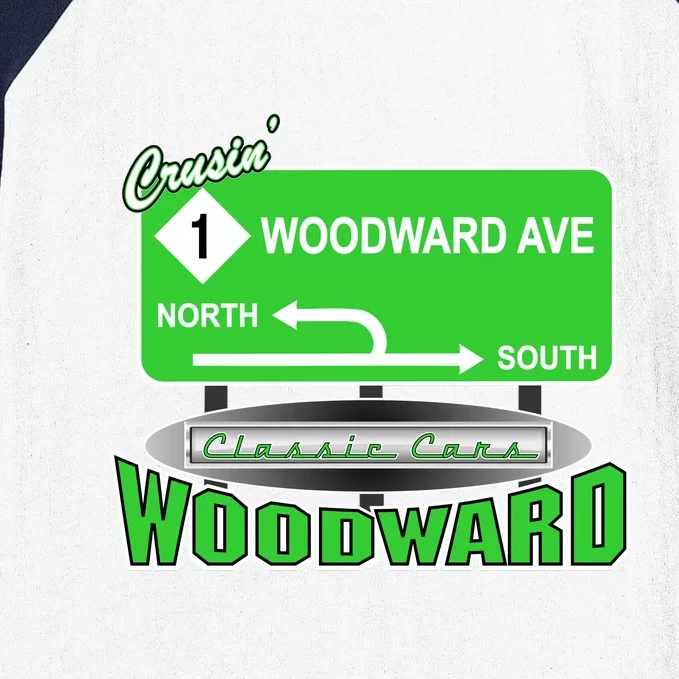 Woodward Ave Street Sign Baseball Sleeve Shirt