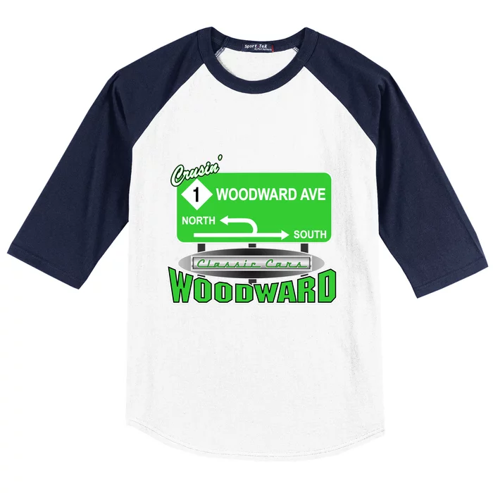 Woodward Ave Street Sign Baseball Sleeve Shirt