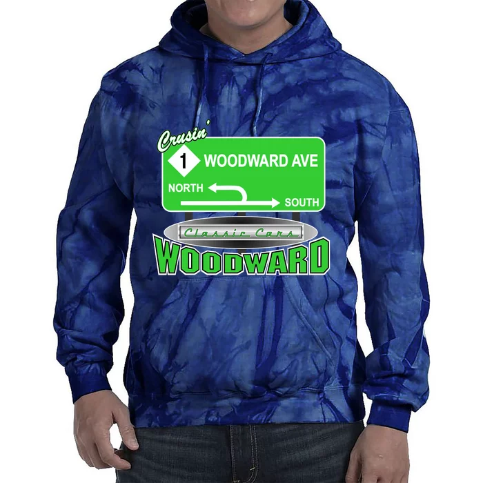 Woodward Ave Street Sign Tie Dye Hoodie