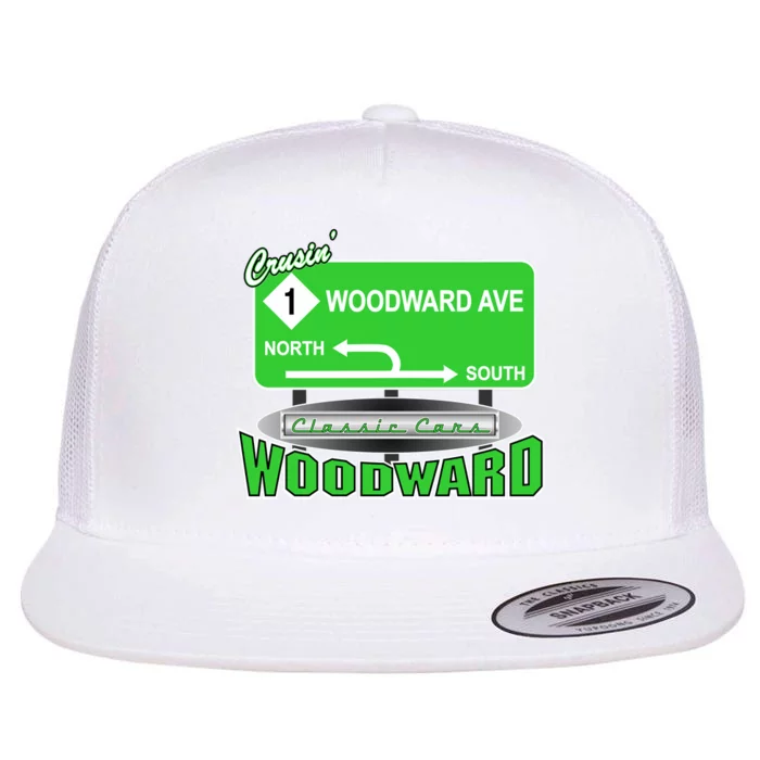 Woodward Ave Street Sign Flat Bill Trucker Hat