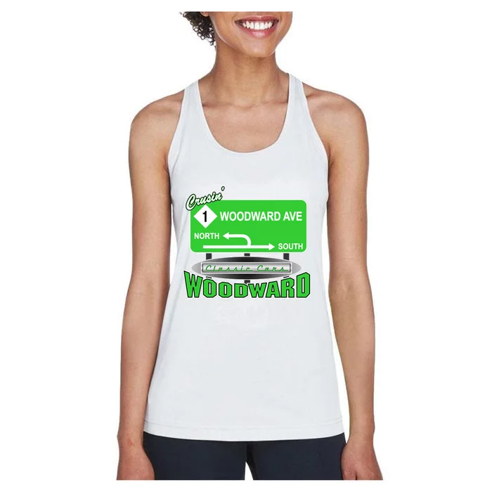 Woodward Ave Street Sign Women's Racerback Tank