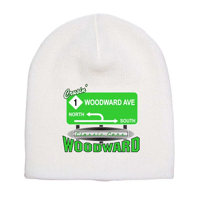 Woodward Ave Street Sign Short Acrylic Beanie