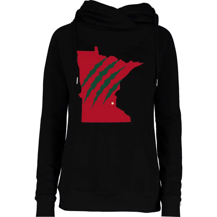 Wild Animal Scratches Through Minnesota Womens Funnel Neck Pullover Hood