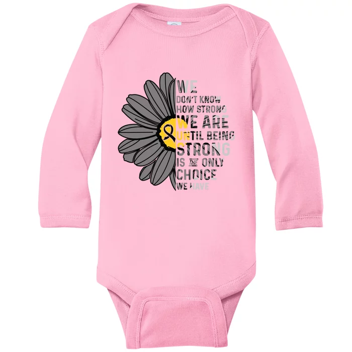 We Are Strongmeaningful Gift Melanoma Cancer Support Ribbon Gift Baby Long Sleeve Bodysuit