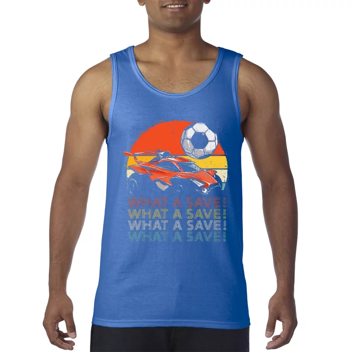 What A Save Retro Rocket Soccer Car Tank Top