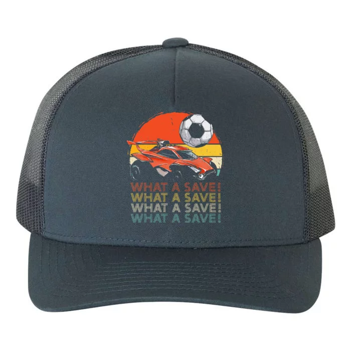 What A Save Retro Rocket Soccer Car Yupoong Adult 5-Panel Trucker Hat