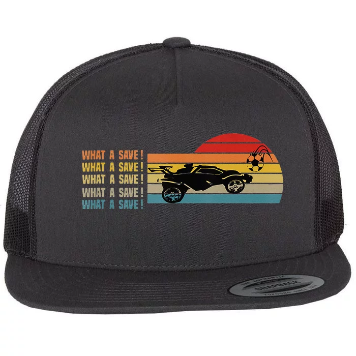 What A Save Vintage Retro Rocket Soccer Car League Flat Bill Trucker Hat