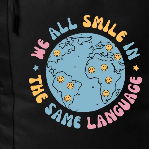 We All Smile In The Same Language Funny Esl Teacher Daily Commute Backpack