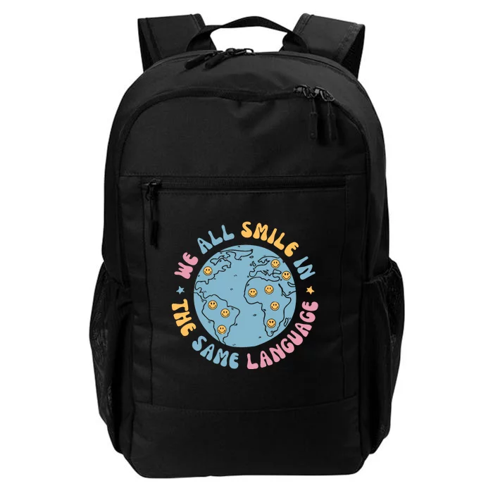 We All Smile In The Same Language Funny Esl Teacher Daily Commute Backpack