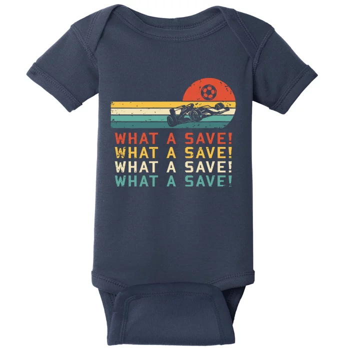 What A Save Vintage Retro Rocket Soccer Car League Baby Bodysuit