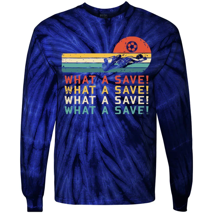 What A Save Vintage Retro Rocket Soccer Car League Tie-Dye Long Sleeve Shirt