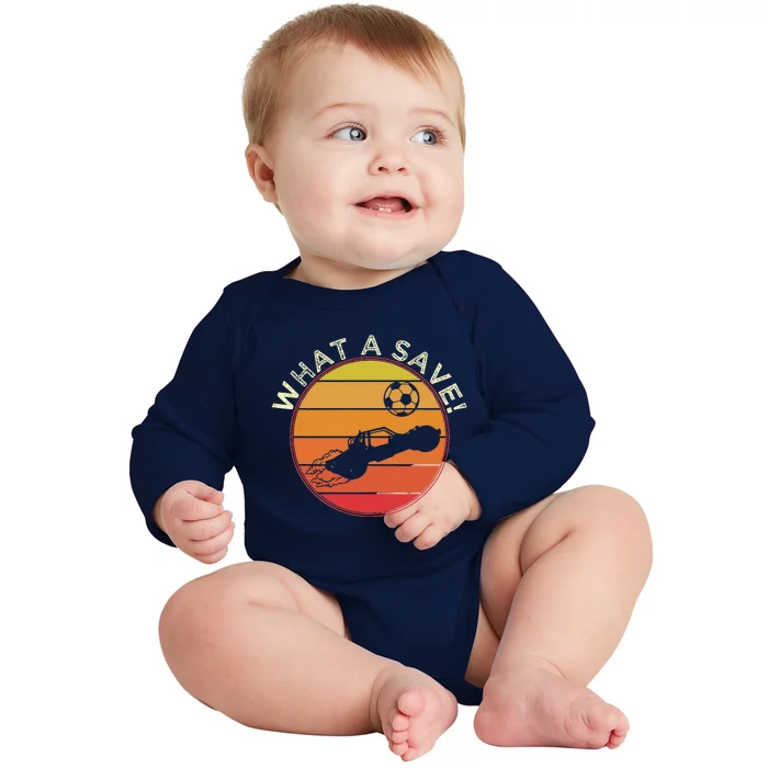 What A Save Vintage Rocket Soccer Car League Baby Long Sleeve Bodysuit