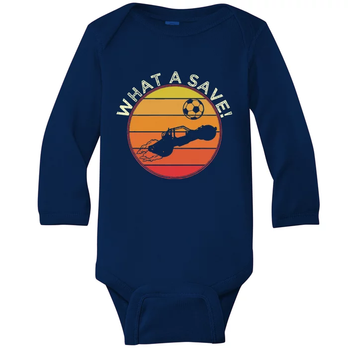 What A Save Vintage Rocket Soccer Car League Baby Long Sleeve Bodysuit