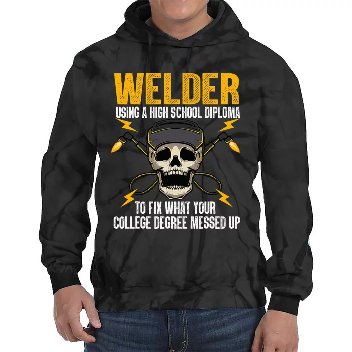 Welder Art Steel Welding Migtig Welder Tie Dye Hoodie