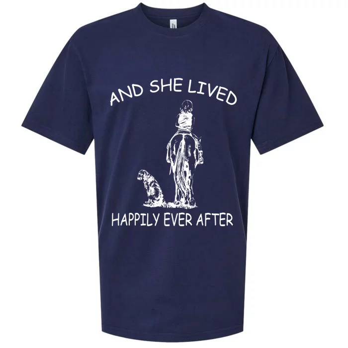 Wo's And She Lived Happily Ever After Funny Horse Dogs Gift Sueded Cloud Jersey T-Shirt