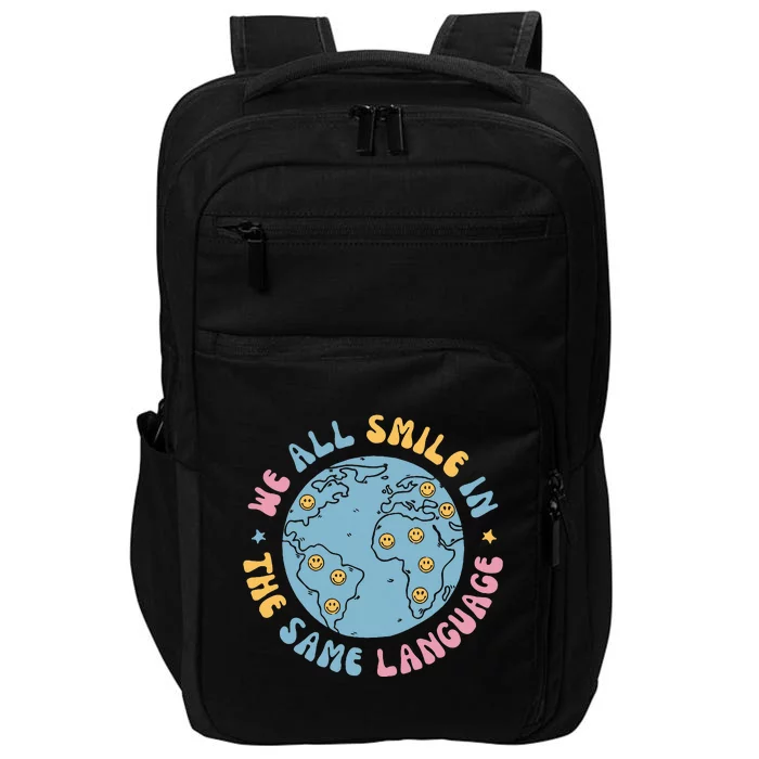 We All Smile In The Same Language Funny Esl Teacher Impact Tech Backpack