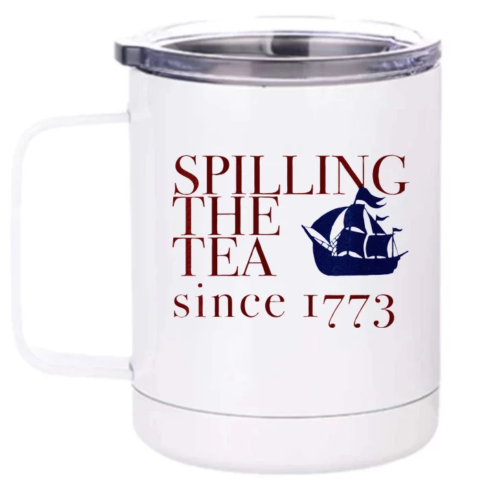 Womens AMERICA SPILLING TEA SINCE 1773 July 4 Boston Party Meme Front & Back 12oz Stainless Steel Tumbler Cup