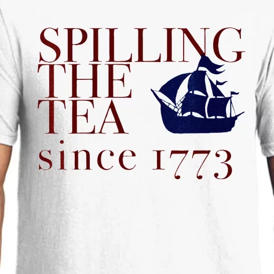 Womens AMERICA SPILLING TEA SINCE 1773 July 4 Boston Party Meme Pajama Set