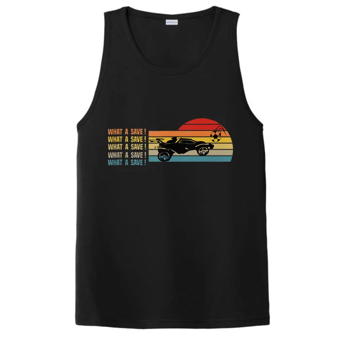 What A Save Vintage Retro Rocket Soccer Car League Performance Tank