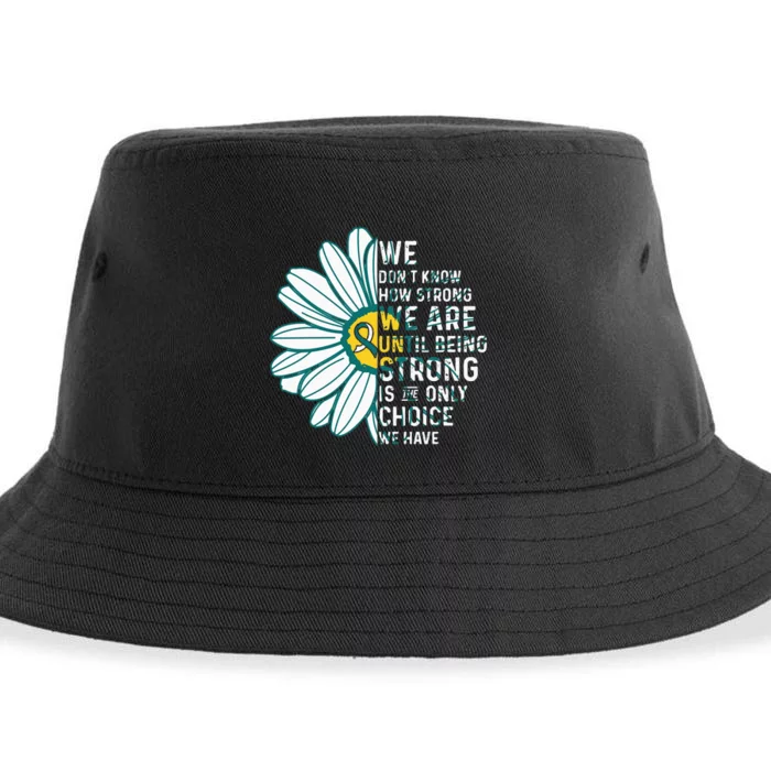 We Are Strong Cervical Cancer Support Ribbon Sustainable Bucket Hat