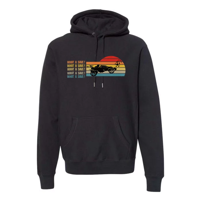 What a save Vintage Retro Rocket Soccer Car League Premium Hoodie