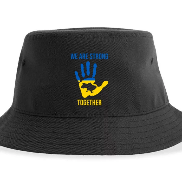 We Are Strong Together Ukraine Hand Print Sustainable Bucket Hat