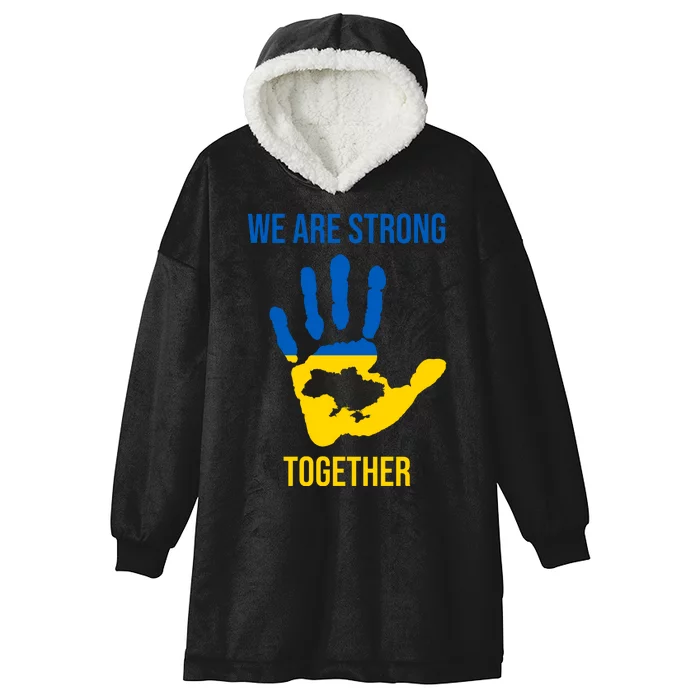 We Are Strong Together Ukraine Hand Print Hooded Wearable Blanket