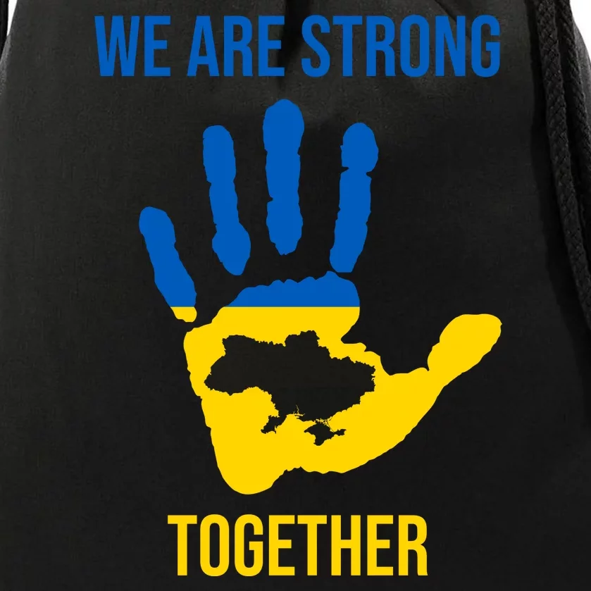 We Are Strong Together Ukraine Hand Print Drawstring Bag