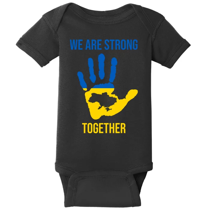 We Are Strong Together Ukraine Hand Print Baby Bodysuit