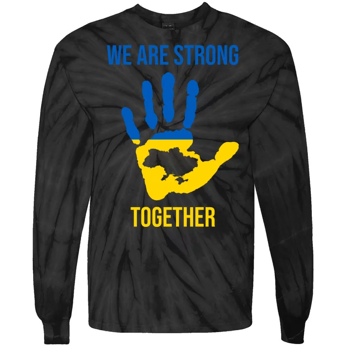 We Are Strong Together Ukraine Hand Print Tie-Dye Long Sleeve Shirt