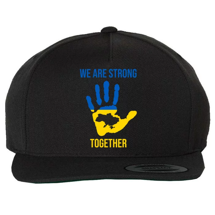 We Are Strong Together Ukraine Hand Print Wool Snapback Cap