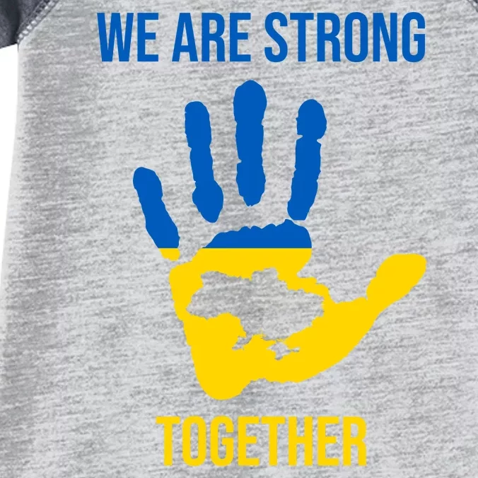 We Are Strong Together Ukraine Hand Print Infant Baby Jersey Bodysuit