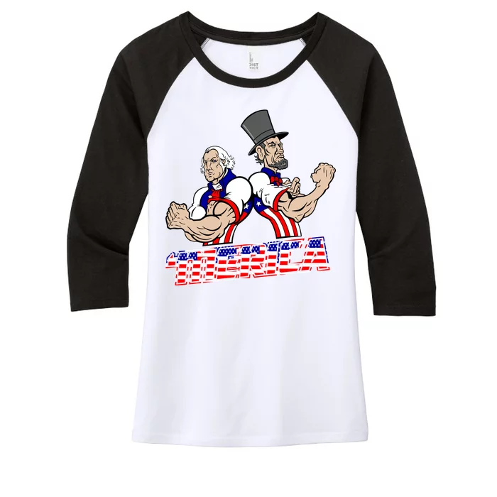 Washington And Lincoln 'Merica Women's Tri-Blend 3/4-Sleeve Raglan Shirt