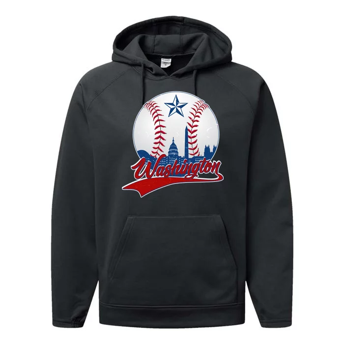 Washington Baseball Vintage Style Fan Performance Fleece Hoodie