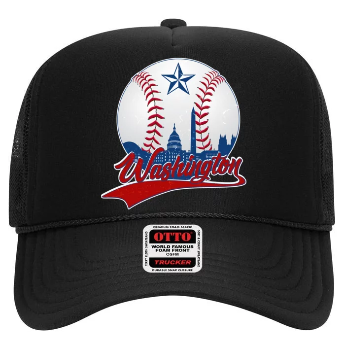 Washington Baseball Vintage Style Fan High Crown Mesh Trucker Hat