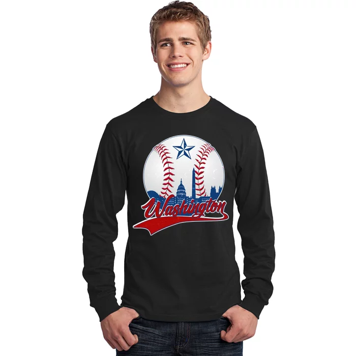 Washington Baseball Vintage Style Fan Long Sleeve Shirt