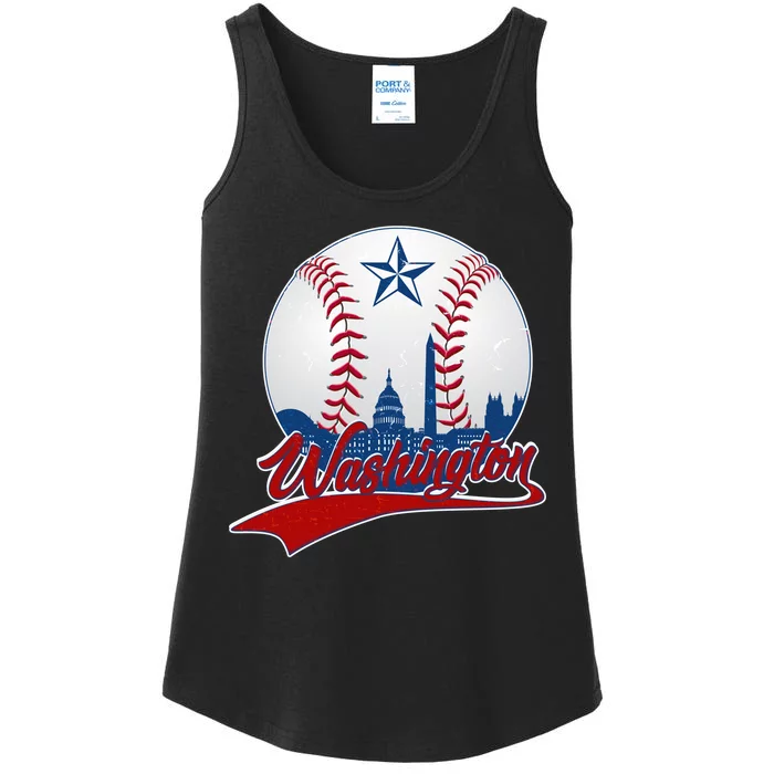 Washington Baseball Vintage Style Fan Ladies Essential Tank