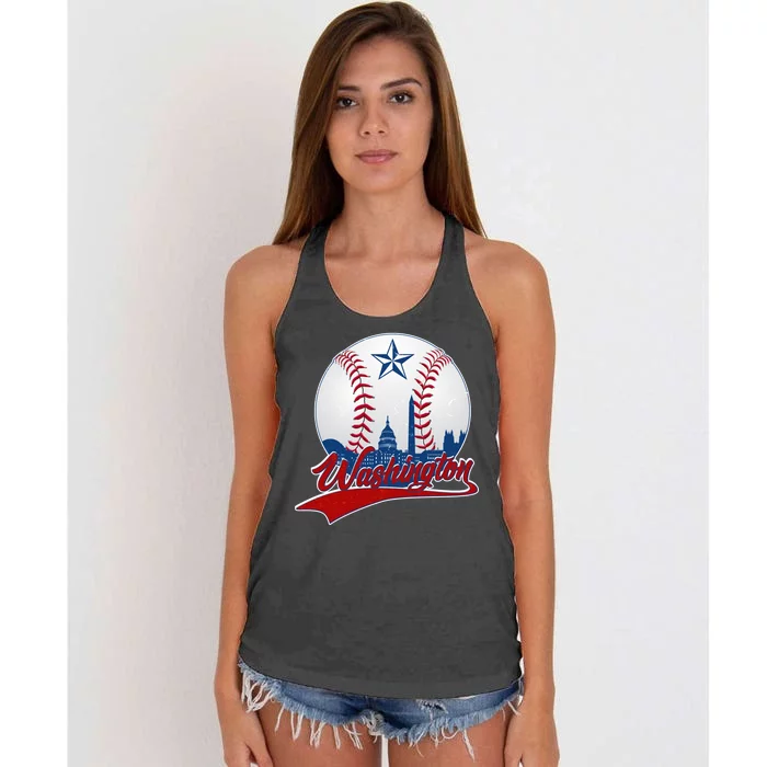 Washington Baseball Vintage Style Fan Women's Knotted Racerback Tank