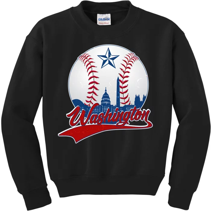 Washington Baseball Vintage Style Fan Kids Sweatshirt