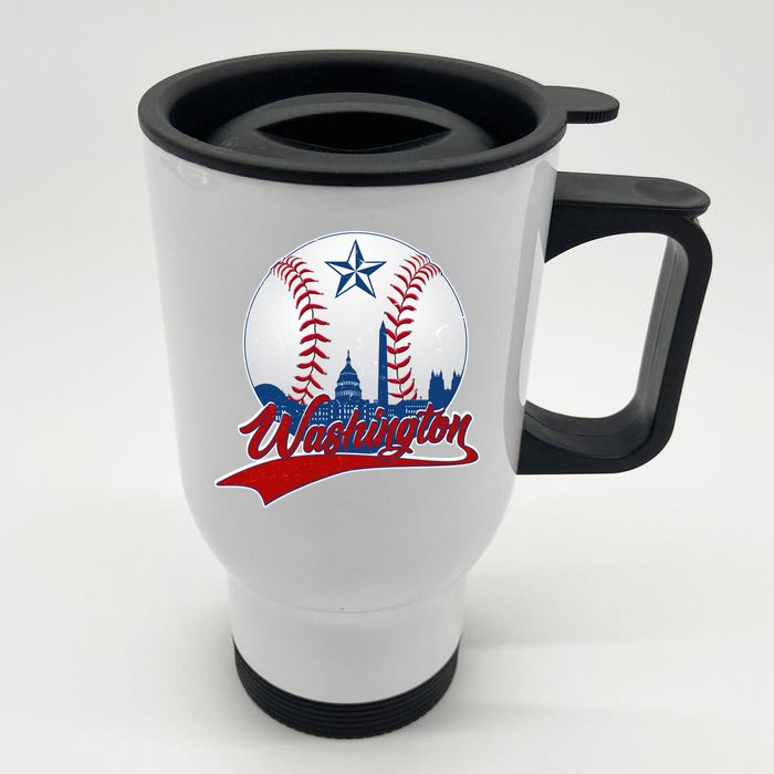 Washington Baseball Vintage Style Fan Front & Back Stainless Steel Travel Mug