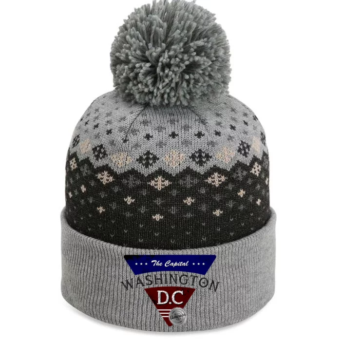 Washington D.C Land of the Free Logo The Baniff Cuffed Pom Beanie