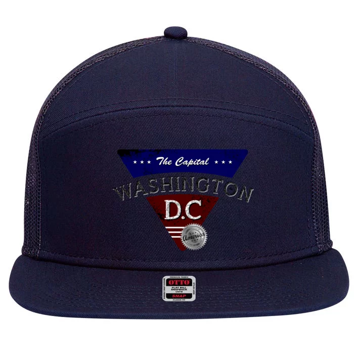 Washington D.C Land of the Free Logo 7 Panel Mesh Trucker Snapback Hat