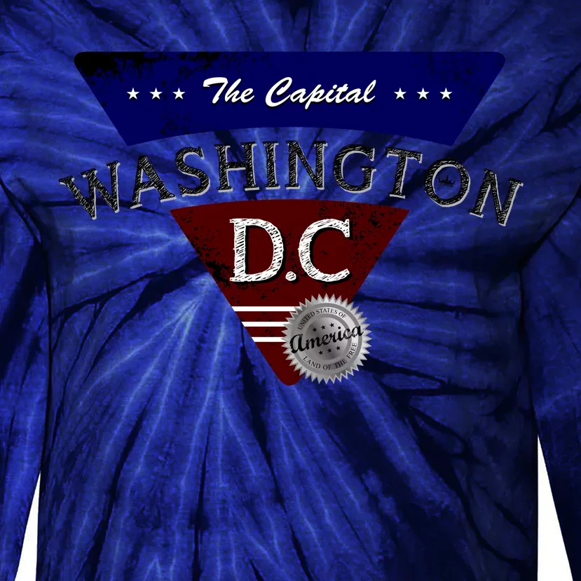 Washington D.C Land of the Free Logo Tie-Dye Long Sleeve Shirt