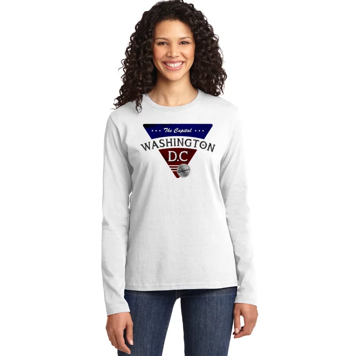 Washington D.C Land of the Free Logo Ladies Long Sleeve Shirt