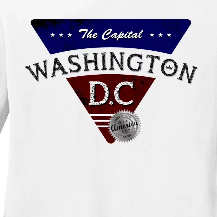 Washington D.C Land of the Free Logo Ladies Long Sleeve Shirt