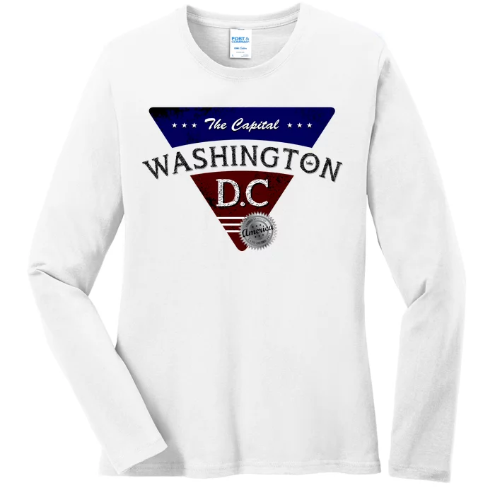 Washington D.C Land of the Free Logo Ladies Long Sleeve Shirt