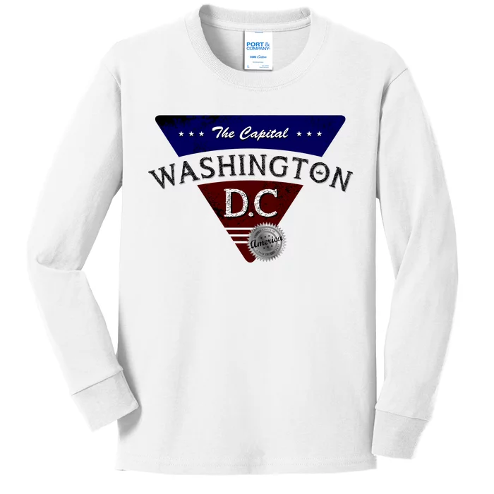 Washington D.C Land of the Free Logo Kids Long Sleeve Shirt