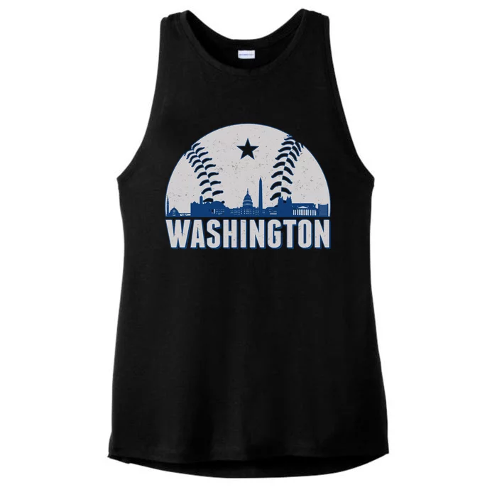 Washington DC Baseball Skyline Ladies Tri-Blend Wicking Tank