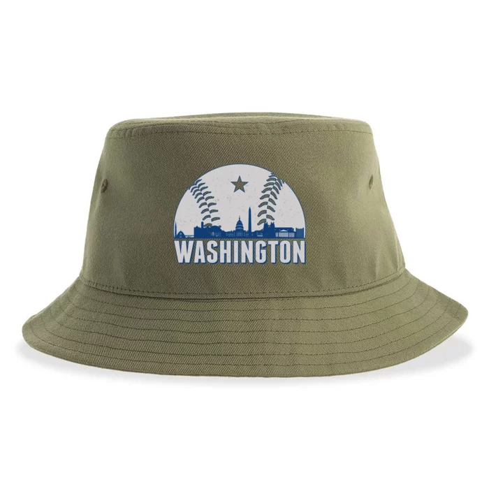 Washington DC Baseball Skyline Sustainable Bucket Hat